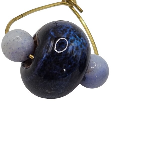 Women's Fashion Jewelry Blue Tone Beaded Loop Dangle Drop Hook Back Earrings - Picture 9 of 9